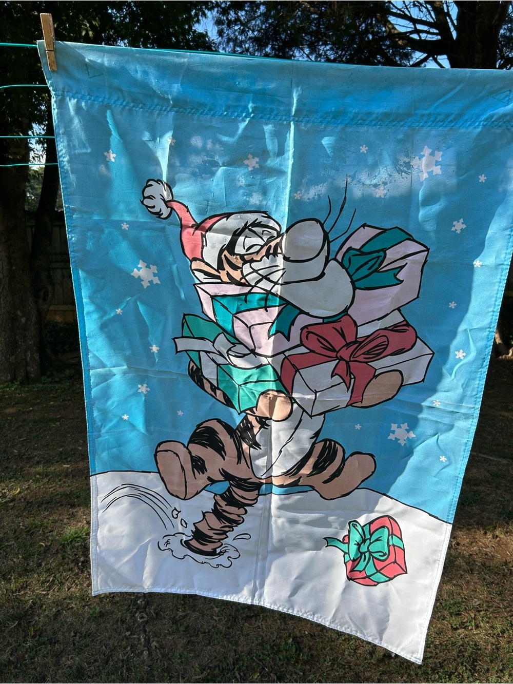 Large Vintage Tigger Outdoor Christmas Flag.